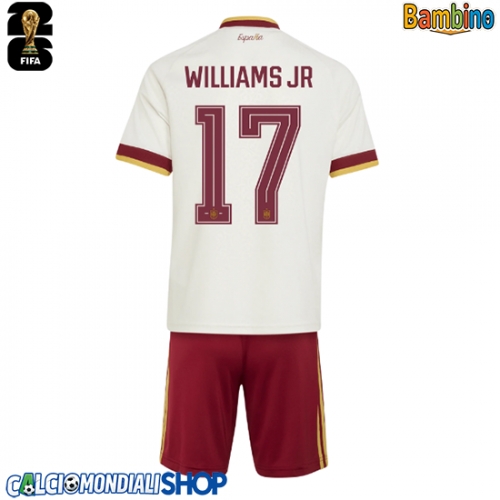 Maglie da calcio Spagna Nico Williams #17 Seconda Maglia Bambino Mondiali 2026  Manica Corta + Pantaloni corti)